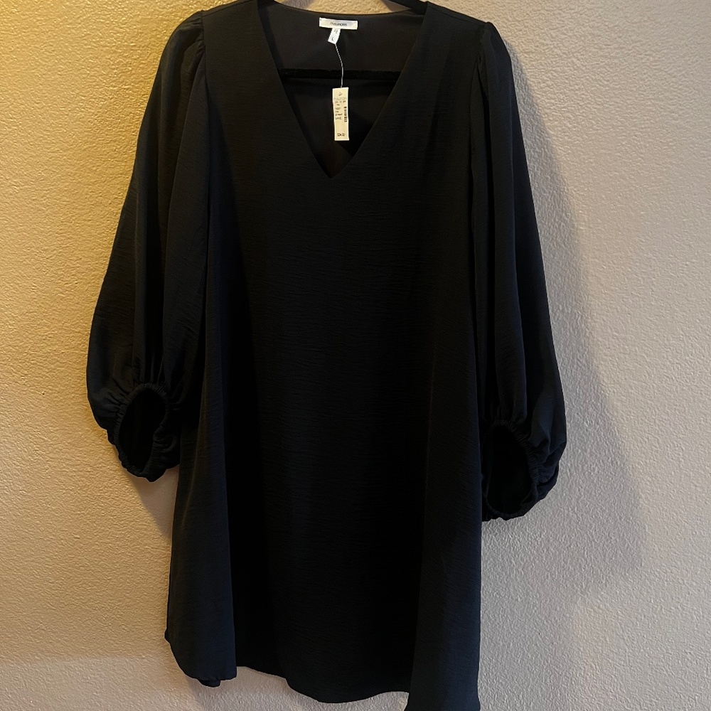 Bell Sleeved Black Mini Dress